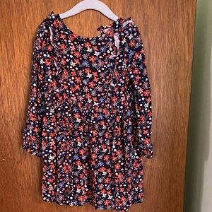 Charming Floral Kids Dress - Navy and Red